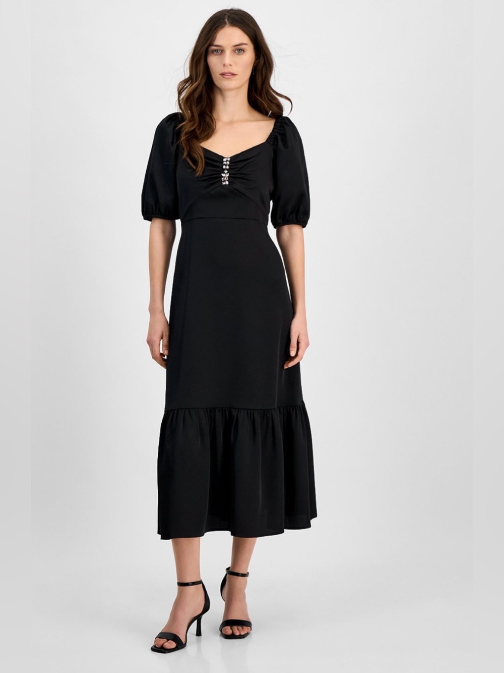 ANNE KLEIN
Women’s Rhinestone puff-sleeve Midi dress